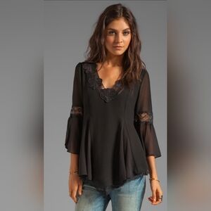 Free People Always In Love Top, Black, Womens Medium